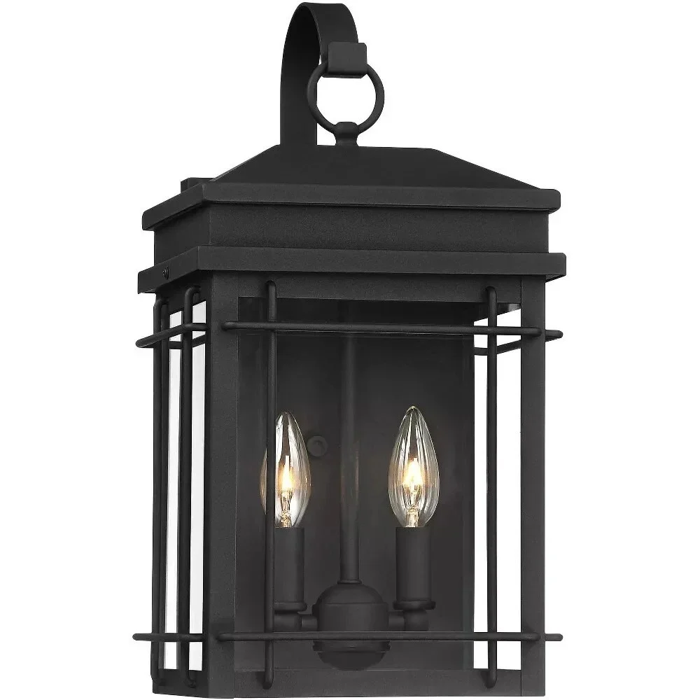 Rotherfield Vintage Outdoor Wall Light Fixture Black Lantern 2-Light 17